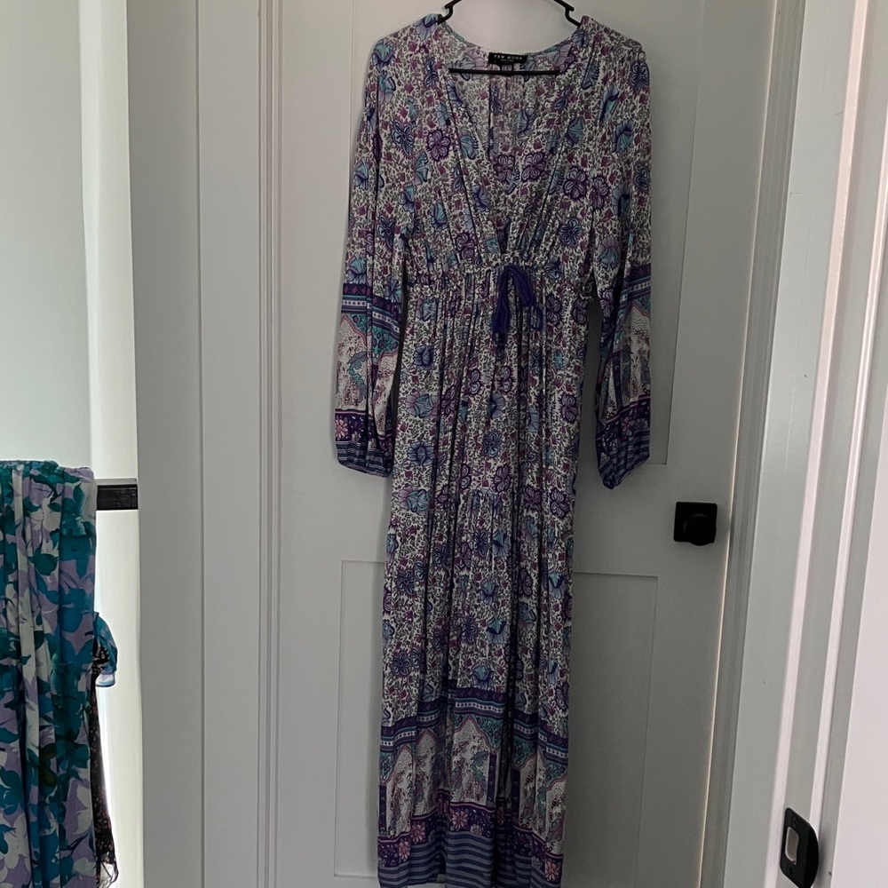 Floral Maxi Dress with Purple Accents